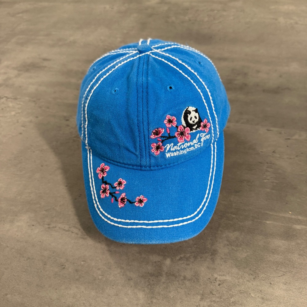 Panda Cherry Blossom DC National Zoo Hat Youth Kids Blue Baseball Cap